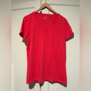 J. Crew Women's Short Sleeve V-Neck Tee in Bright Red